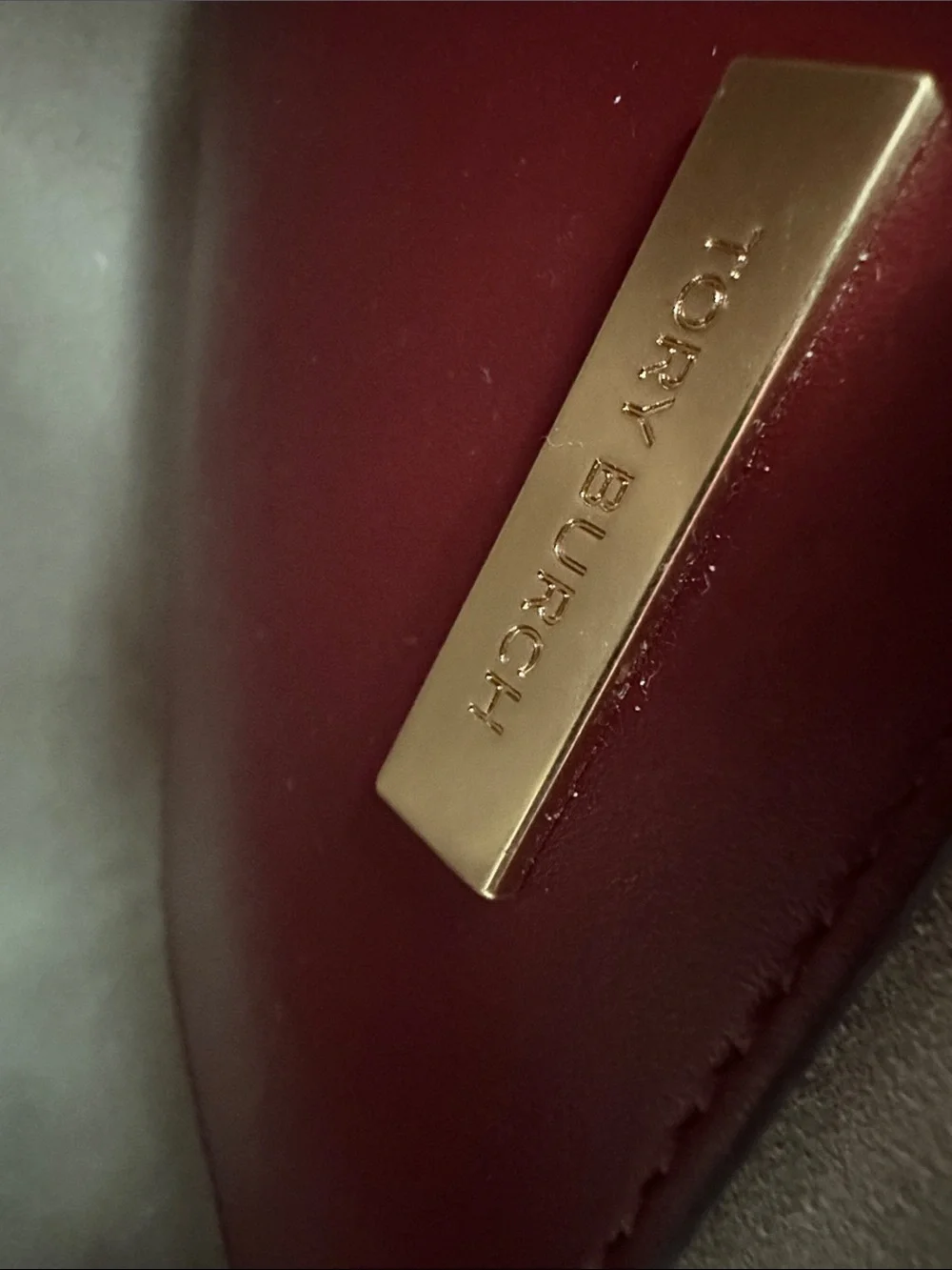 Tory Burch Dark Red Quilted leather Crossbody with Cream Trim